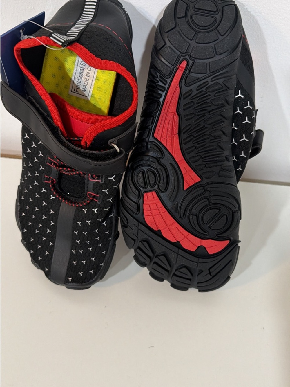 Kids Slip-On Active Sneakers - Black with Red Trim